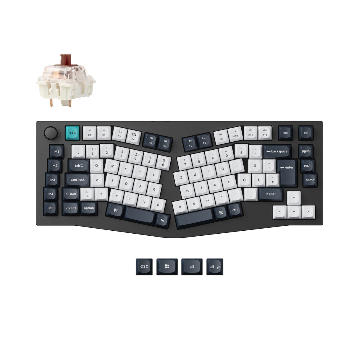 Keychron Q10 Pro QMK/VIA wireless custom mechanical keyboard 75 percent Alice layout full aluminum black for Mac Windows Linux Gateron Jupiter brown ISO German layout