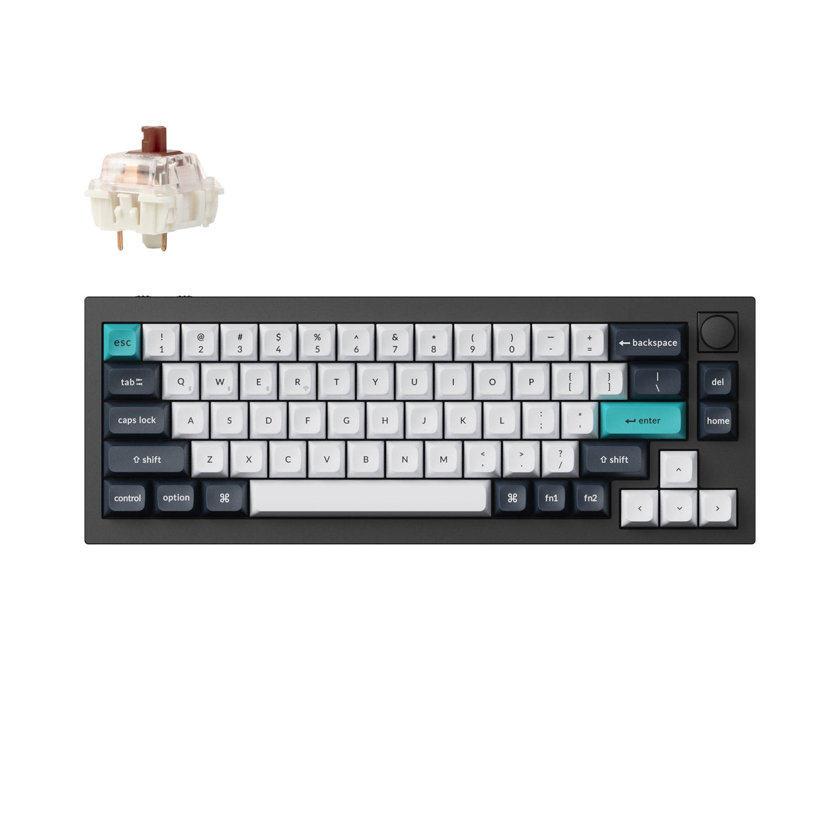 Keychron Q2 Max QMK VIA Wireless Custom Mechanical Keyboard 65% Layout Aluminum Black Fully Assembled Knob for Mac Windows Linux Gateron Jupiter Brown