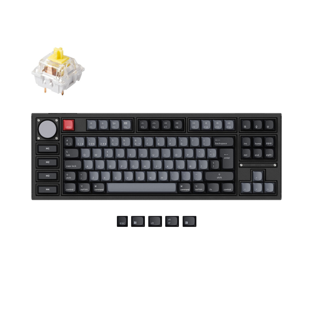Keychron Q3 Pro QMK/VIA wireless custom mechanical keyboard 80 percent layout aluminum black for Mac WIndows Linux RGB backlight hot-swappable K Pro switch banana ISO Spanish layout
