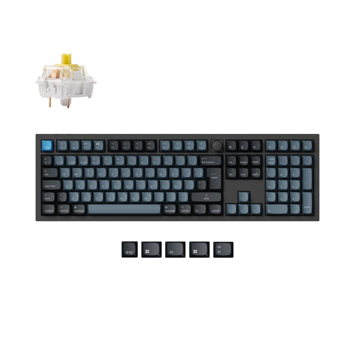 Keychron Q6 Pro QMK/VIA wireless custom mechanical keyboard full-size layout aluminum black for Mac Windows Linux RGB hot-swappable K Pro switch banana ISO Spanish layout