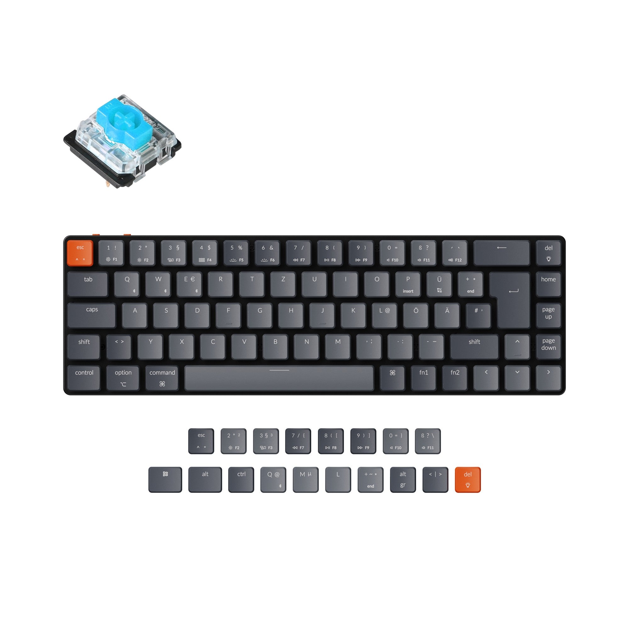 Keychron K7 Ultra-slim Wireless Mechanical Keyboard (German ISO-DE