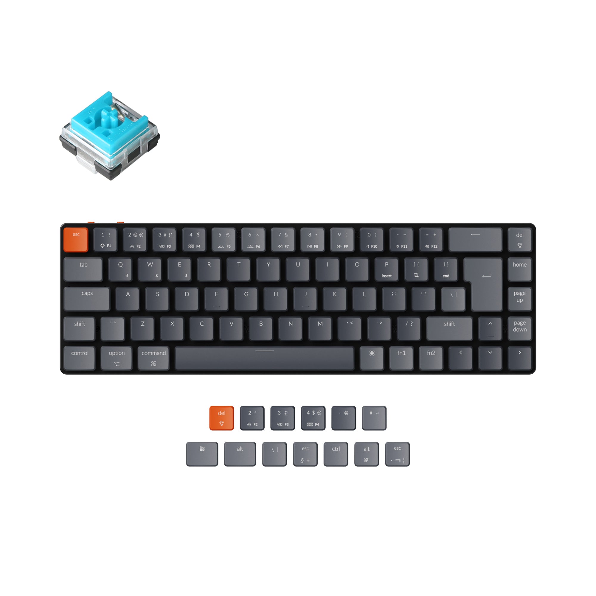 キーボード Keychron Q11 UK ISO Keychron K7 Ultra-slim Wireless Mechanical Keyboard (UK ISO Layout